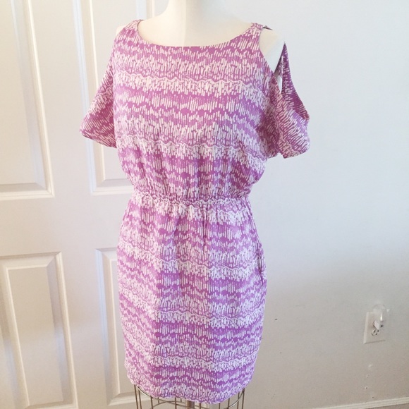 Shoshanna Dresses & Skirts - Shoshanna Silk Dress Cold Shoulder Pockets 10